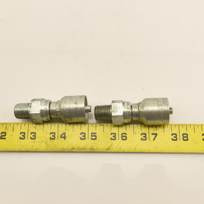 Eaton 1/4" (-4) Hose Crimp x 1/4"-19 Straight Male Fitting Lot Of 2