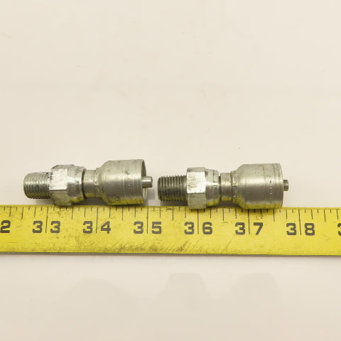 Eaton 1/4" (-4) Hose Crimp x 1/4"-19 Straight Male Fitting Lot Of 2