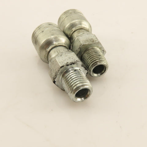 Eaton 1/4" (-4) Hose Crimp x 1/4"-19 Straight Male Fitting Lot Of 2