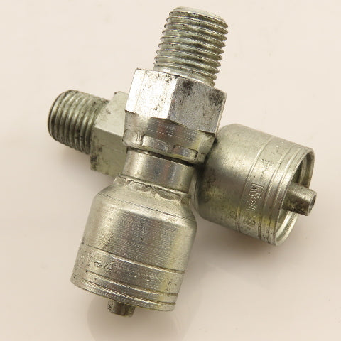 Eaton 1/4" (-4) Hose Crimp x 1/4"-19 Straight Male Fitting Lot Of 2