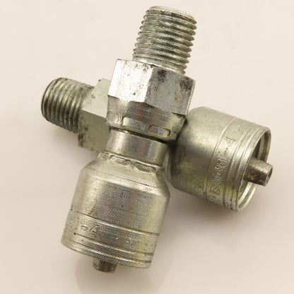 Eaton 1/4" (-4) Hose Crimp x 1/4"-19 Straight Male Fitting Lot Of 2