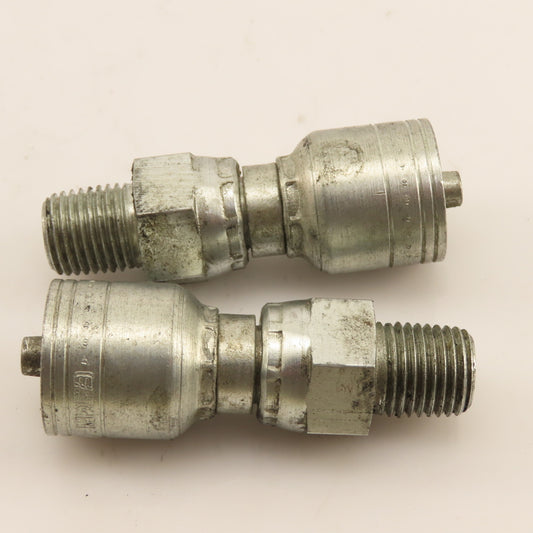 Eaton 1/4" (-4) Hose Crimp x 1/4"-19 Straight Male Fitting Lot Of 2