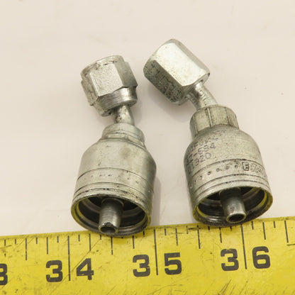 Eaton 1/4" (-4) Hose Crimp x 1/4"-19 x Female JIC Flare Elbow 45° Lot Of 2