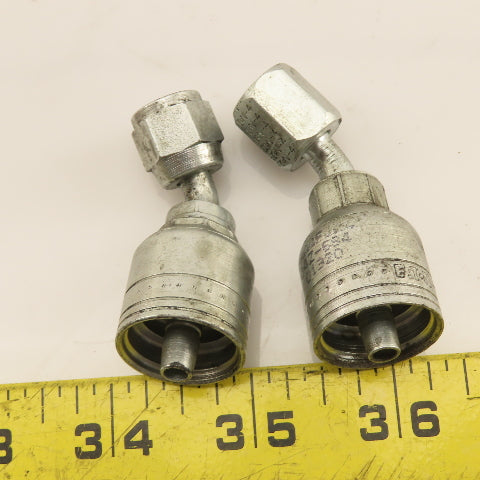 Eaton 1/4" (-4) Hose Crimp x 1/4"-19 x Female JIC Flare Elbow 45° Lot Of 2