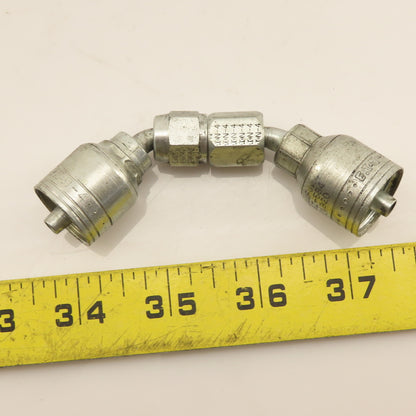 Eaton 1/4" (-4) Hose Crimp x 1/4"-19 x Female JIC Flare Elbow 45° Lot Of 2