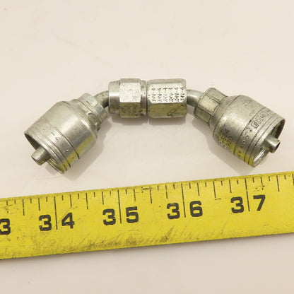 Eaton 1/4" (-4) Hose Crimp x 1/4"-19 x Female JIC Flare Elbow 45° Lot Of 2