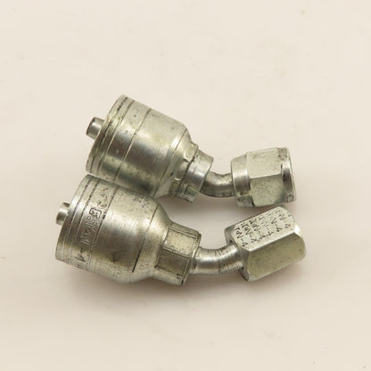 Eaton 1/4" (-4) Hose Crimp x 1/4"-19 x Female JIC Flare Elbow 45° Lot Of 2