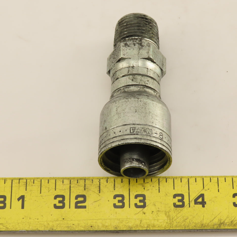 Eaton 1/2" (-8) Hose Crimp x 1/2"-14 Straight Male Swivel Fitting