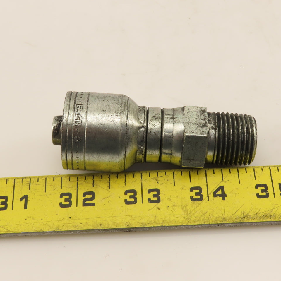 Eaton 1/2" (-8) Hose Crimp x 1/2"-14 Straight Male Swivel Fitting