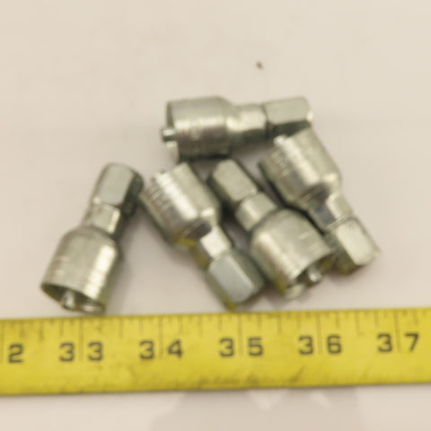 Eaton 1/4" (-4) Hose Crimp x 1/4"-19 Female JIC Straight Fitting Lot Of 5