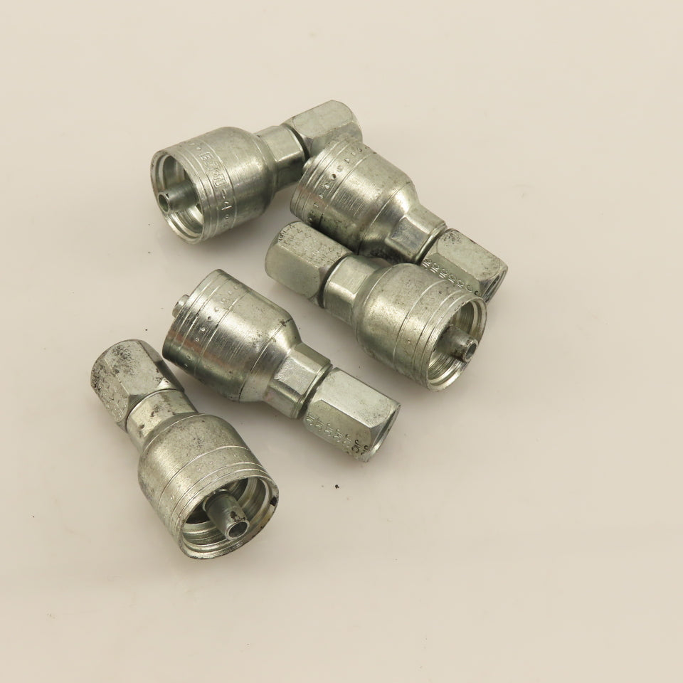 Eaton 1/4" (-4) Hose Crimp x 1/4"-19 Female JIC Straight Fitting Lot Of 5