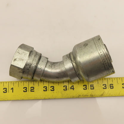 Eaton 1" (-16) Hose Crimp x 1"-14 Female JIC Flare Swivel Elbow 45°