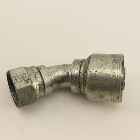 Eaton 1" (-16) Hose Crimp x 1"-14 Female JIC Flare Swivel Elbow 45°