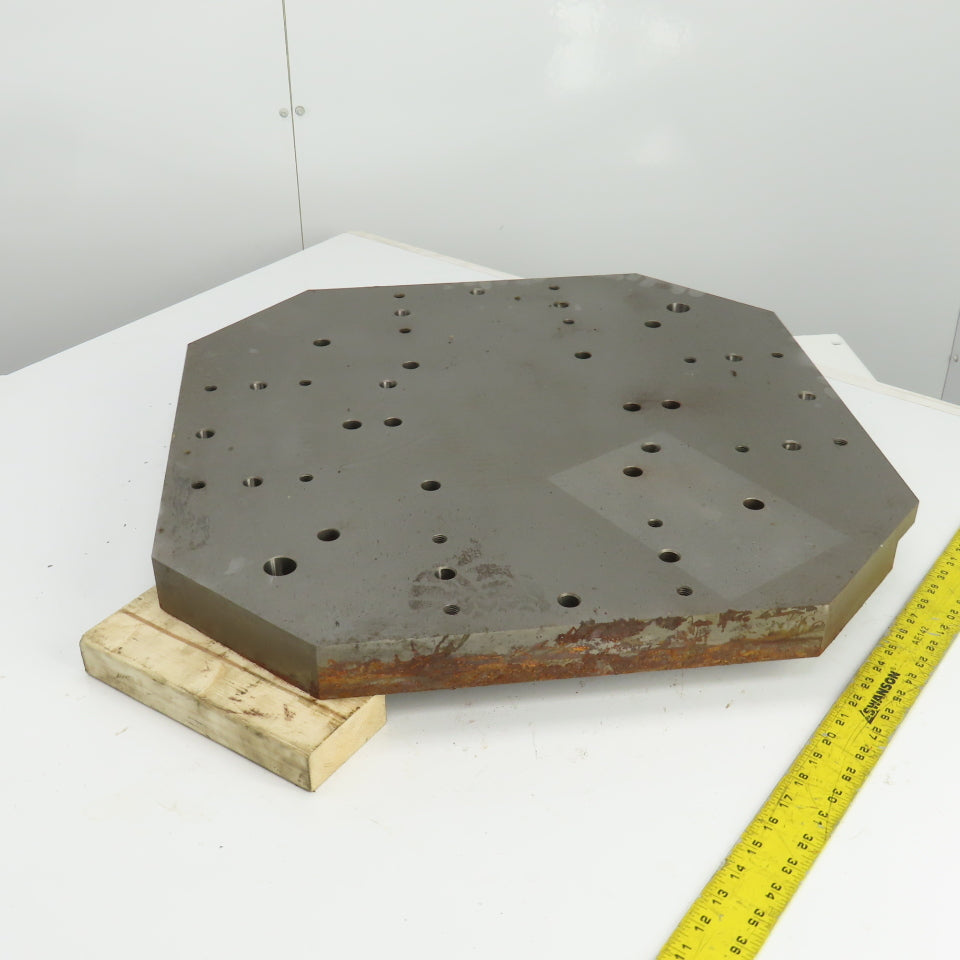 25" x 25" x 2" Thick Ground Steel Fixture Plate W/Holes
