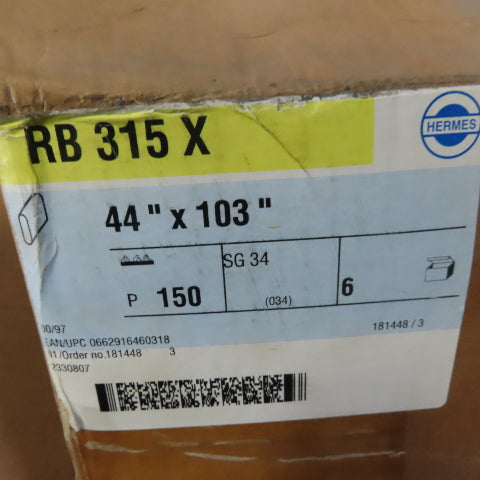 Herms RB 315 YX Silicon Carbide Cloth 150 Grit Sanding Belt 44"x103" Lot of 6