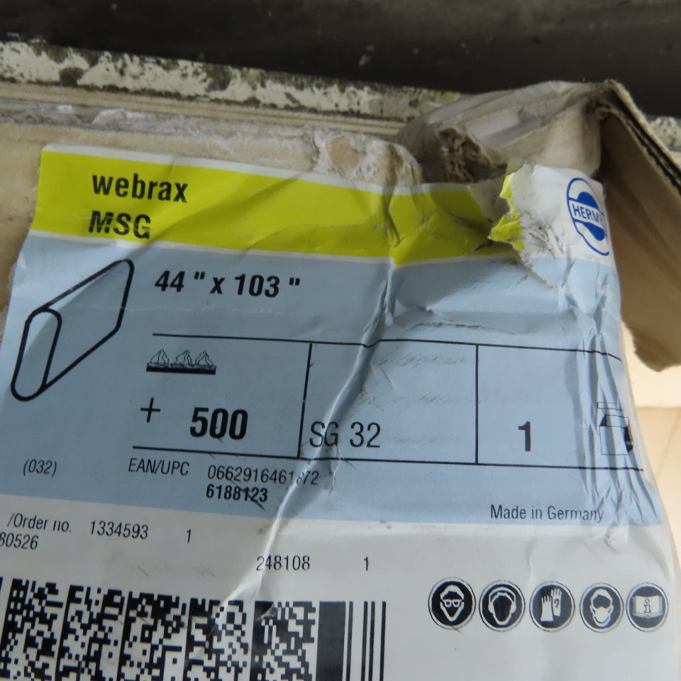 Herms Webrax MSG Silicon Carbide Resin Back 500 Grit Sanding Belt 44"x103"
