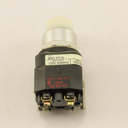 Allen Bradley 800T-PT16 120V 50/60Hz Illuminated Push Button Switch White