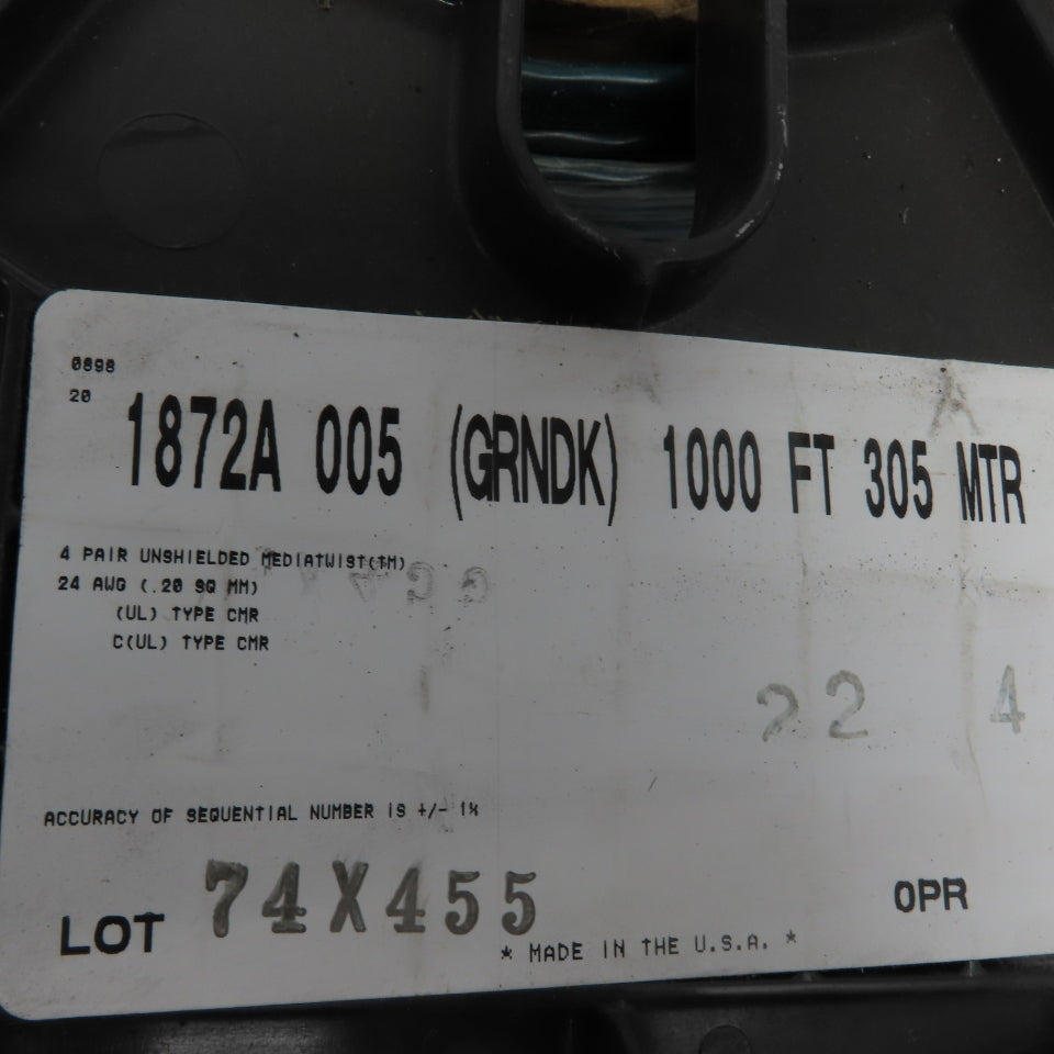 Belden 1872A 005 24AWG 4 Pair Unshielded Mediatwist Ethernet Cable 122'