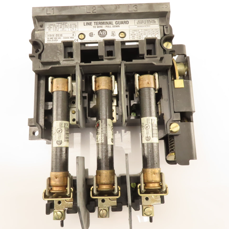 Allen Bradley 1494V-DS30 30A 600VAC 250VDC Fused Mains Disconnect Panel Operator
