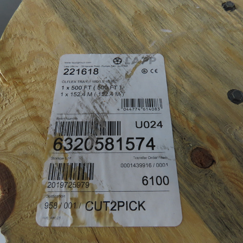 Lapp 221618 16AWG 18 Cond 600V Olflex Unshielded Flexible Tray Cable 485'