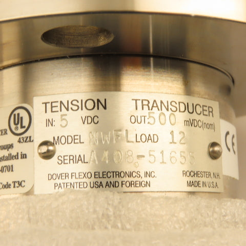 Dover Flexo NWFL 7" Textile Web Tension Transducer Load Cell Flange Mount 12Lbs