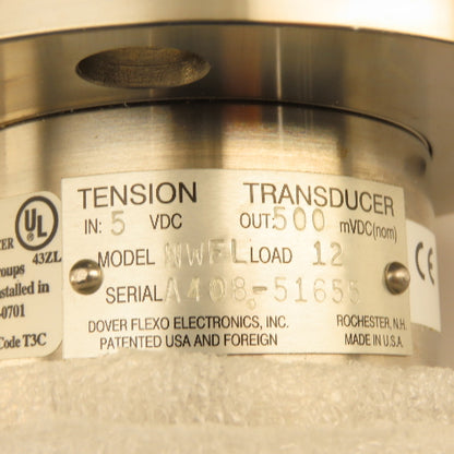 Dover Flexo NWFL 7" Textile Web Tension Transducer Load Cell Flange Mount 12Lbs