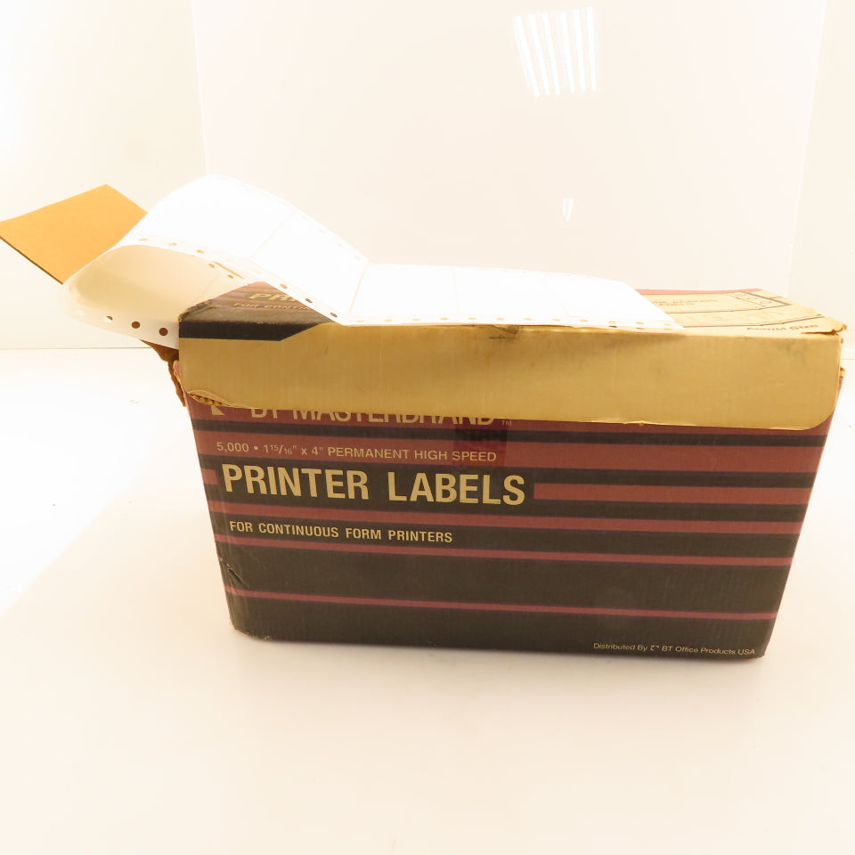 BT Masterbrand BTM00524 Continuous Form Printer Labels 1-5/16"x4" 4500 Labels