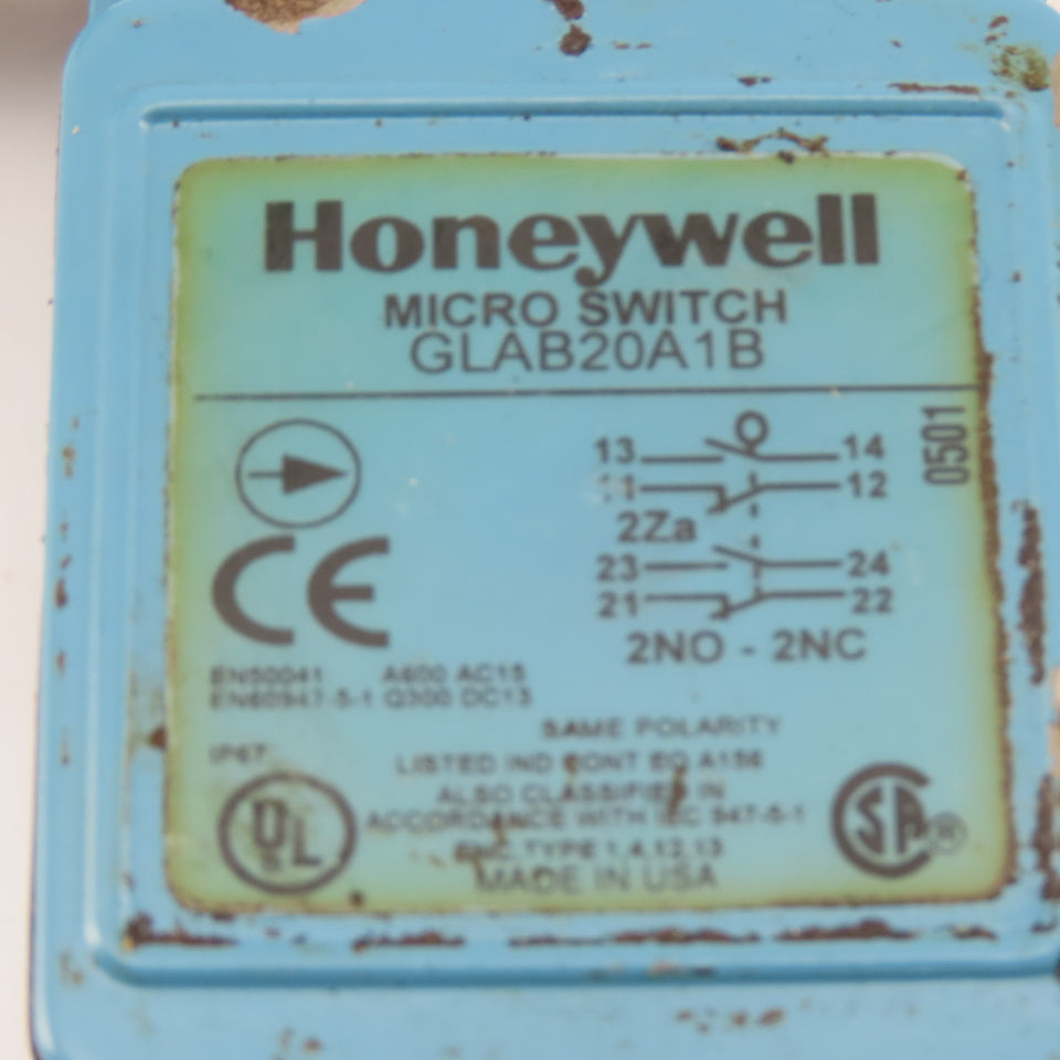 Honeywell GLAB20A1B 2NO/2NC Micro Limit Switch 600V Rocker Arm
