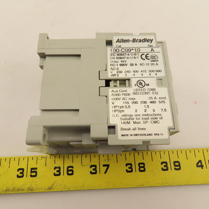 Allen Bradley 100-C09KD10 Contactor Relay 600V 25A 3Ph 7.5Hp 110/120V Coil