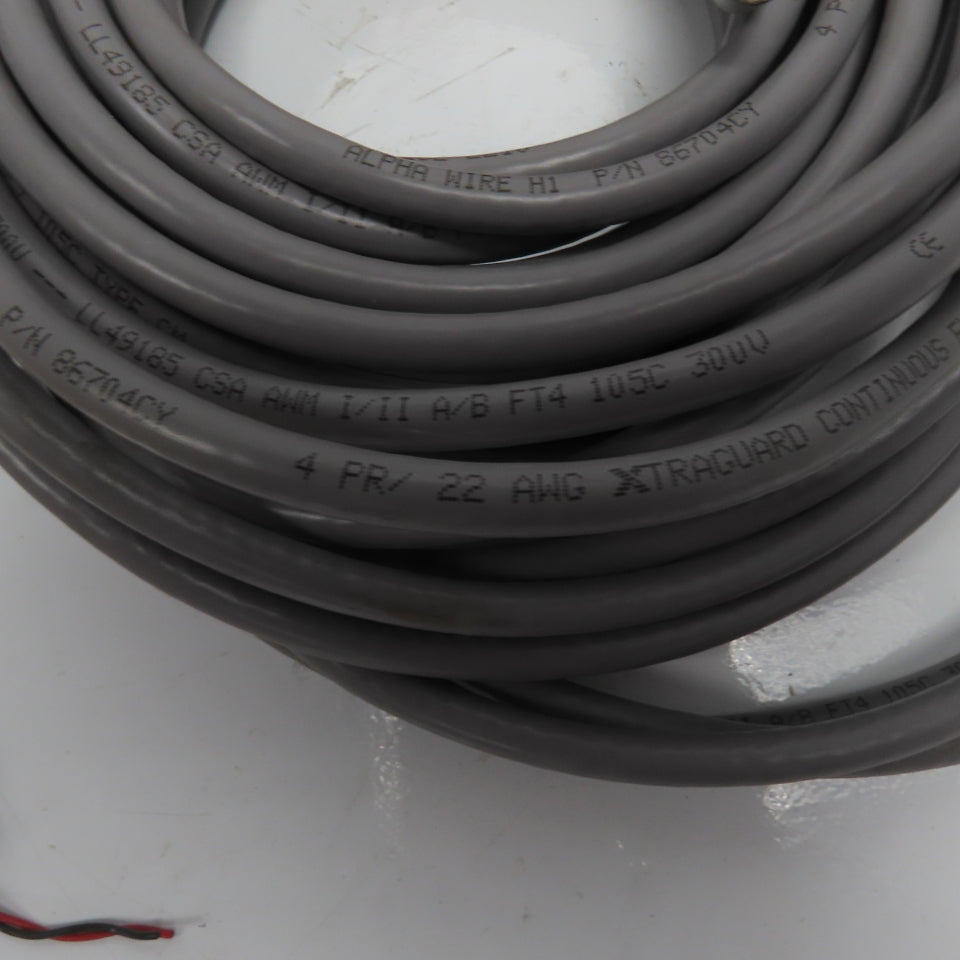 Alpha Wire 86704CY 22AWG 4 Pair 300V Shielded Xtraguard Flex Data Cable 47'
