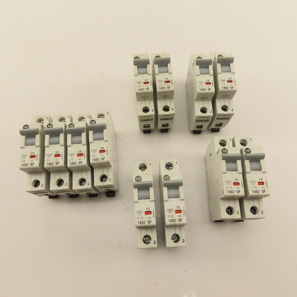 Allen Bradley 1492-SP Circuit Breaker 2, 4, 6, 10, 15, 20A Mixed Lot 12