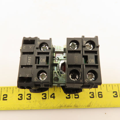 Allen Bradley 800F-N3R Illuminated Push Button Red Green 24V Lamp 600V N/O Lot/2