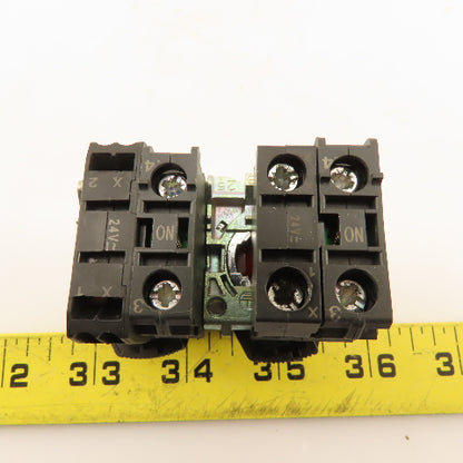 Allen Bradley 800F-N3R Illuminated Push Button Red Green 24V Lamp 600V N/O Lot/2