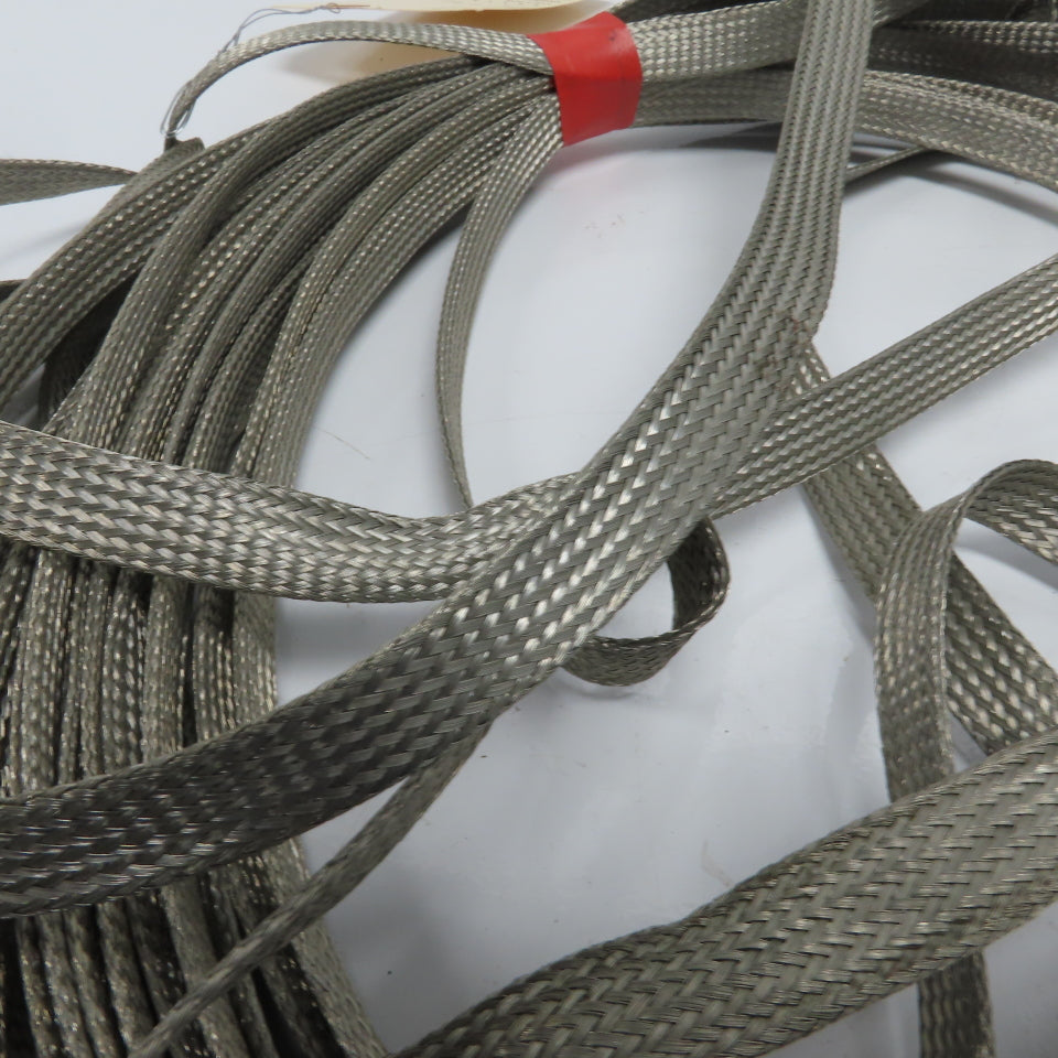 1/2" Wide Flat Braided Tinned Copper Grounding Sleeve 60'