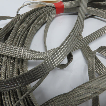 1/2" Wide Flat Braided Tinned Copper Grounding Sleeve 60'