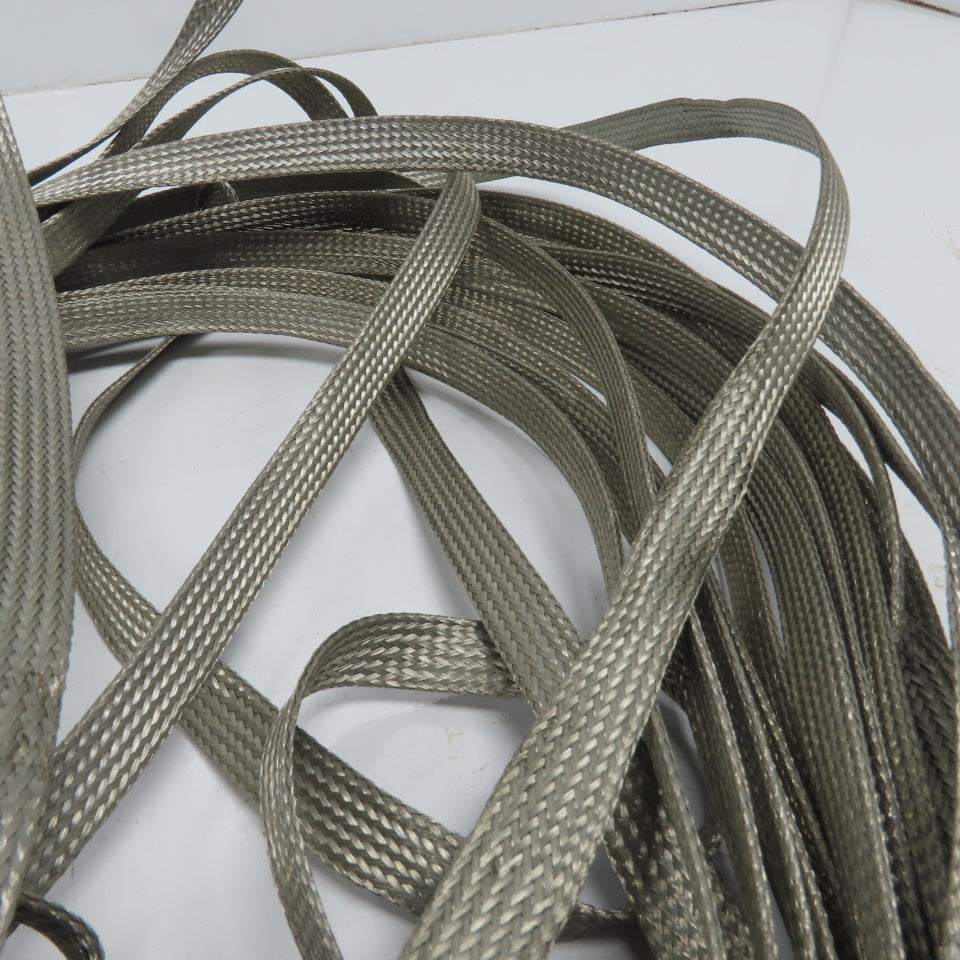 1/2" Wide Flat Braided Tinned Copper Grounding Sleeve 60'