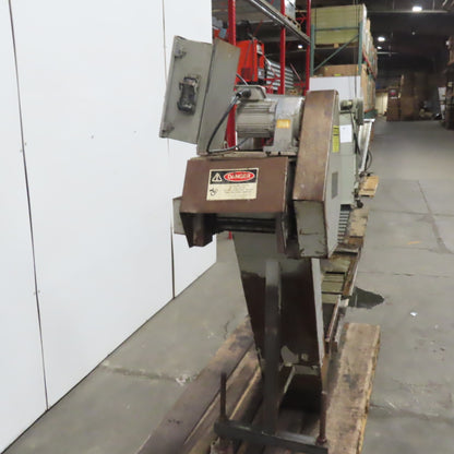 Hennig KUP-0257-00 Incline Chip Conveyor 8" Belt 8FPM 42" to 56" Disch 220V 3Ph