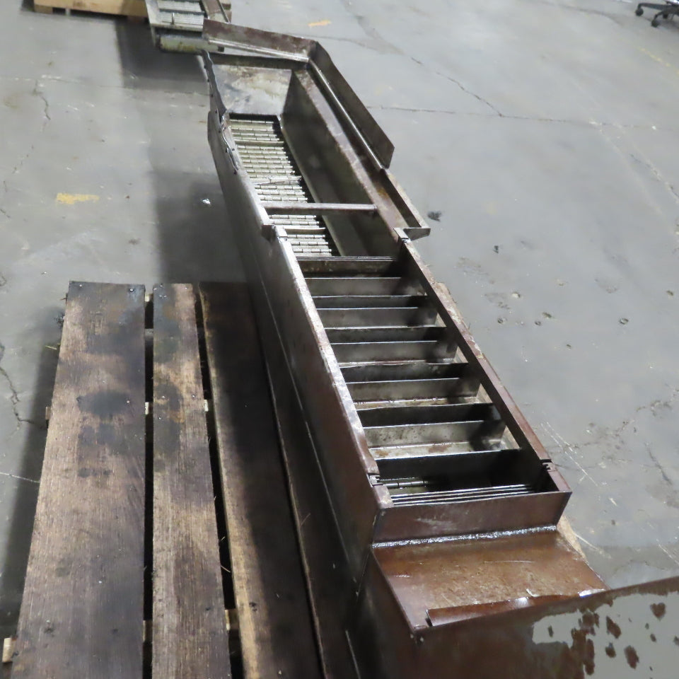 Hennig KUP-0257-00 Incline Chip Conveyor 8" Belt 8FPM 42" to 56" Disch 220V 3Ph