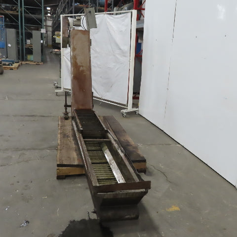 Hennig KUP-0257-00 Incline Chip Conveyor 8" Belt 8FPM 42" to 56" Disch 220V 3Ph
