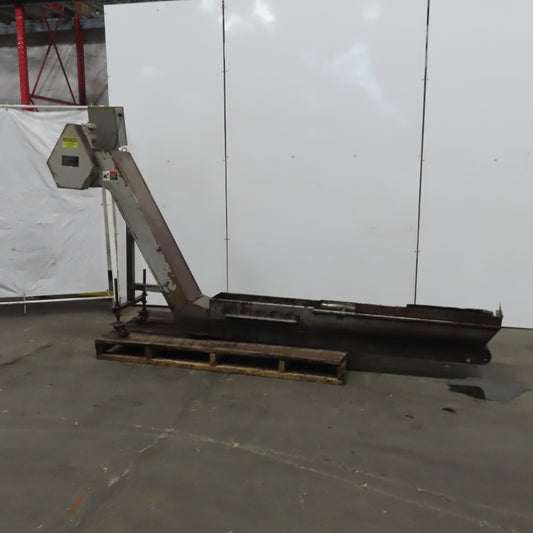 Hennig KUP-0257-00 Incline Chip Conveyor 8" Belt 8FPM 42" to 56" Disch 220V 3Ph