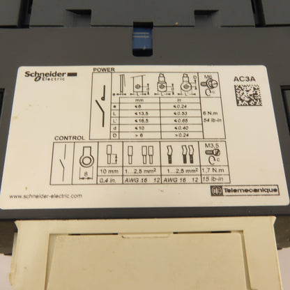 Schneider LC1D50A6 600V 40Hp 3Ph Contactor 120 Coil