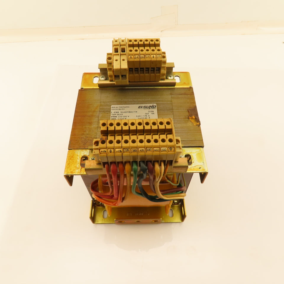 Elsund 70076495 Type BBXB 220-500V Pri 6/220V Sec 560VA 50Hz Transformer