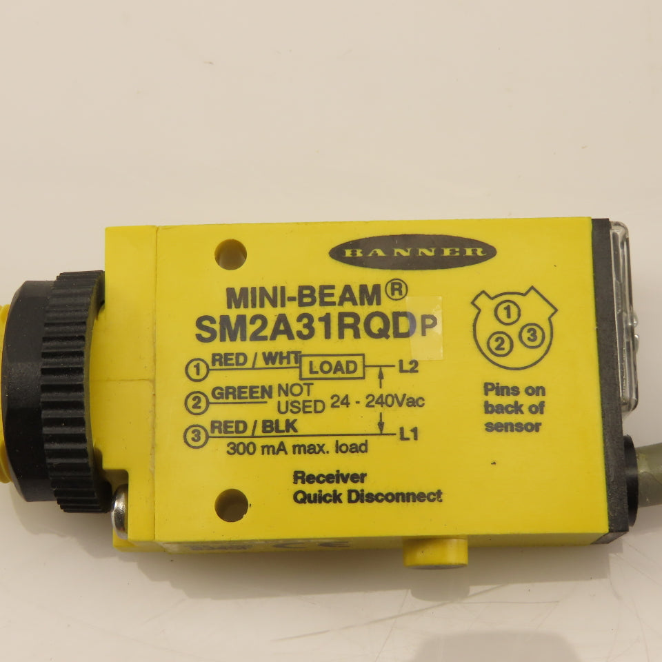 Banner SM2A31RQDP Photoelectric Retroreflective Sensor Receiver 24-240VAC