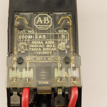 Allen Bradley 800M-XAS Green Illuminated Push Button 300VAC