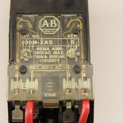 Allen Bradley 800M-XAS Green Illuminated Push Button 300VAC