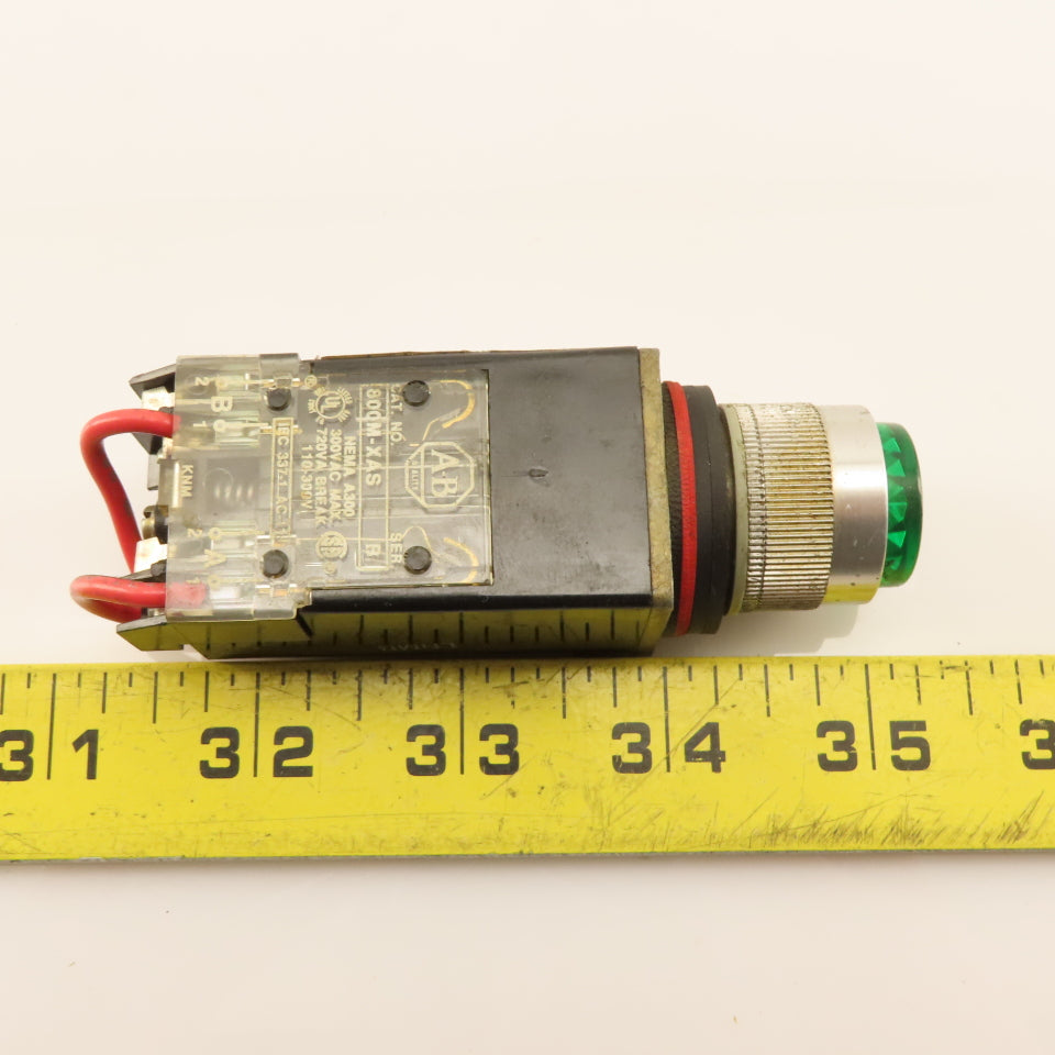Allen Bradley 800M-XAS Green Illuminated Push Button 300VAC