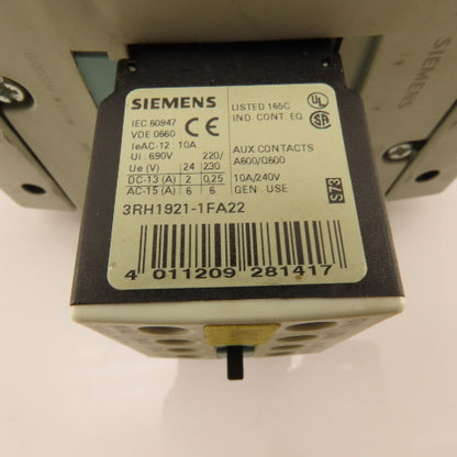 Siemens 3RT1046-1AG20 Contactor 95A 45kW 3 Pole 110V Coil