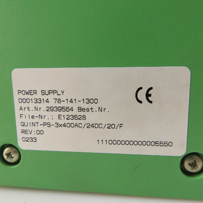 Phoenix Contact 2939564 Quint 20 400VAC 3 Pole DC Power Supply 24VDC Output