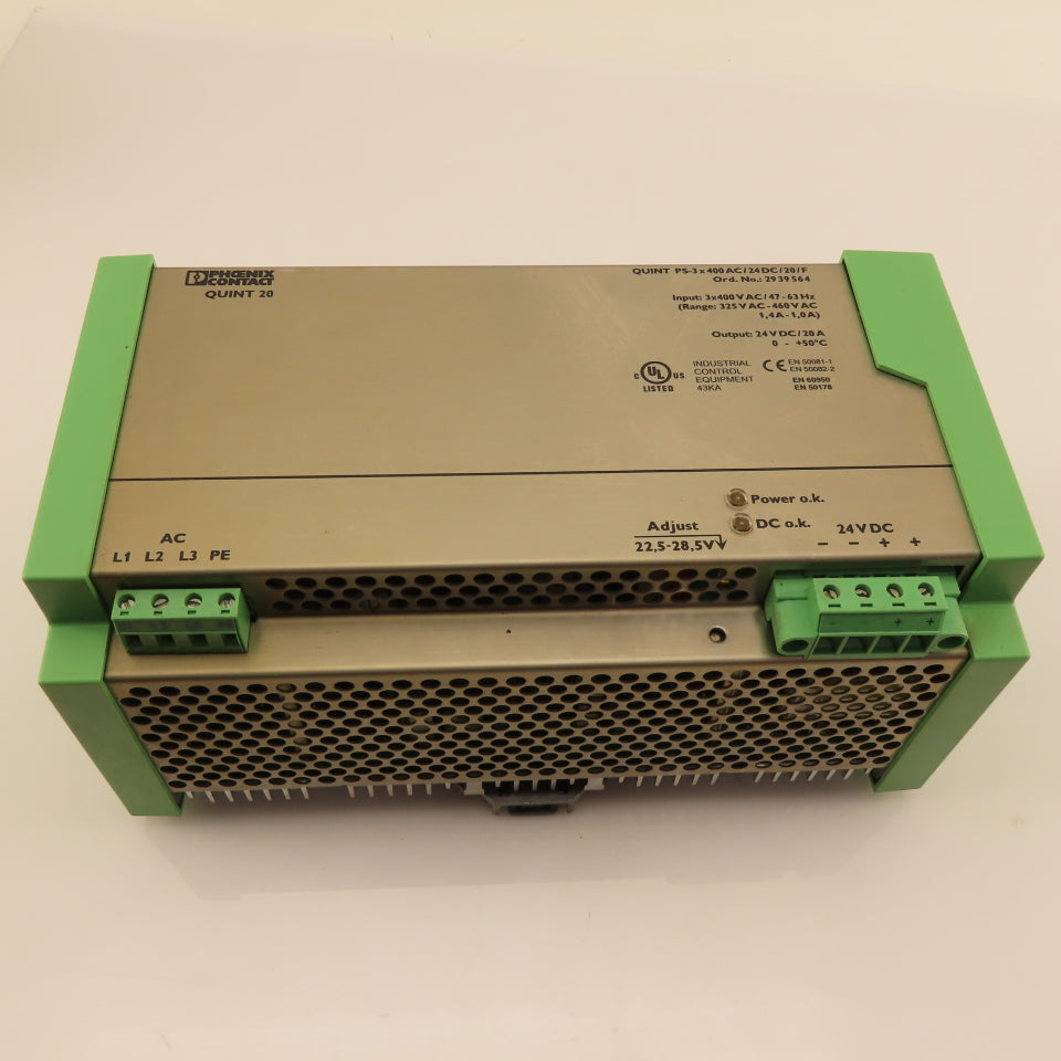 Phoenix Contact 2939564 Quint 20 400VAC 3 Pole DC Power Supply 24VDC Output
