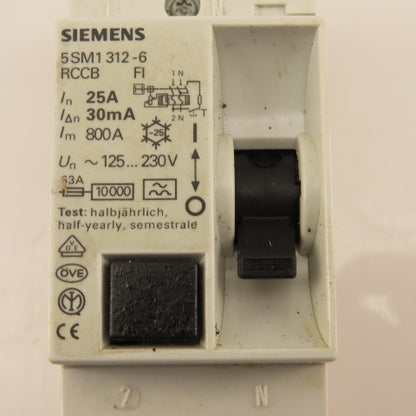 Siemens 5SM1 312-6 25A Circuit Breaker 2 Pole 125-230V
